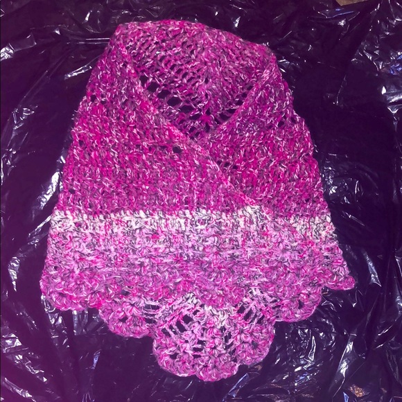 Hand Crafted Accessories - Pink confetti shell triangle shawl